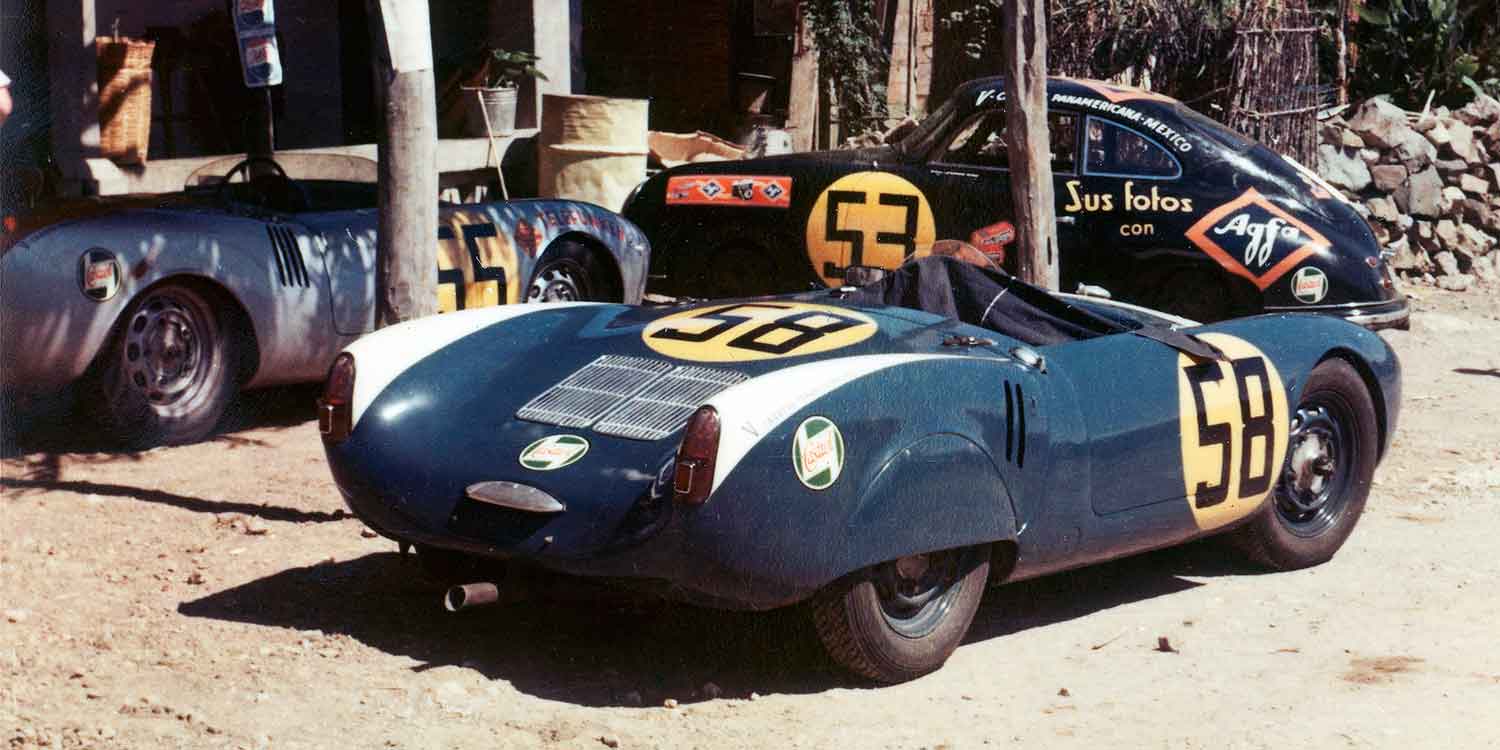 1954, Porsche 550 Spyder, Hans Herrmann (Nr. 55), Fernando Segura (Nr. 58); 356 Coupé, Ernst-Joachim Hirz, Carrera Panamericana